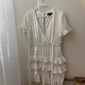 White Ruffle Wrap Dress by Lulus